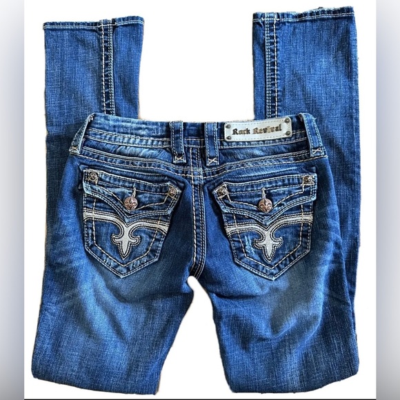 Rock Revival Leah Straight Jeans Size 26 - Picture 2 of 5